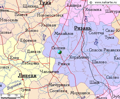 Карта Скопинского района